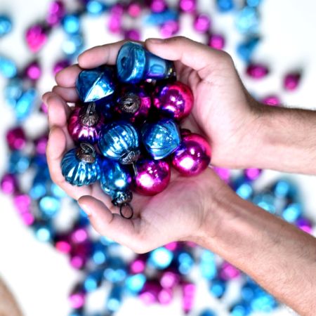 25 Pieces Pink and Turquoise Glass Ornaments - Christmas Tree Ornaments